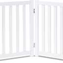 LZRS 2-Panel Wooden Free Standing Foldable Dog Gate Indoor Solid Hardwood 24" High, Step-Over Safety Pet Gate for Doorways, Stairs & Small Spaces - Indoor Use, White
