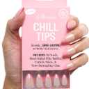 Chillhouse - Chill Tips, French Tip Press On Nails Kit - Bougie Barre (Almond) - 30 Nail Shapes & Sizes - 2 Weeks of Wear - Customizable Fit - French Manicure Kit - Women Owned - Beauty & Self Care