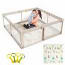 Mloong Baby Playpen with Mat, 59x71 in Extra Large Playpen for Babies and Toddlers, Indoor & Outdoor Activity Center, Safety Baby Fence with Door, Play Pen, Play Yards