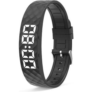 Non-luetooth Led Fitness Tracker Watch No App No Phone Required Fitness Watch Pedometer Watch with Steps Calories Sleep Tracker Alarm Clock for Man Women Black