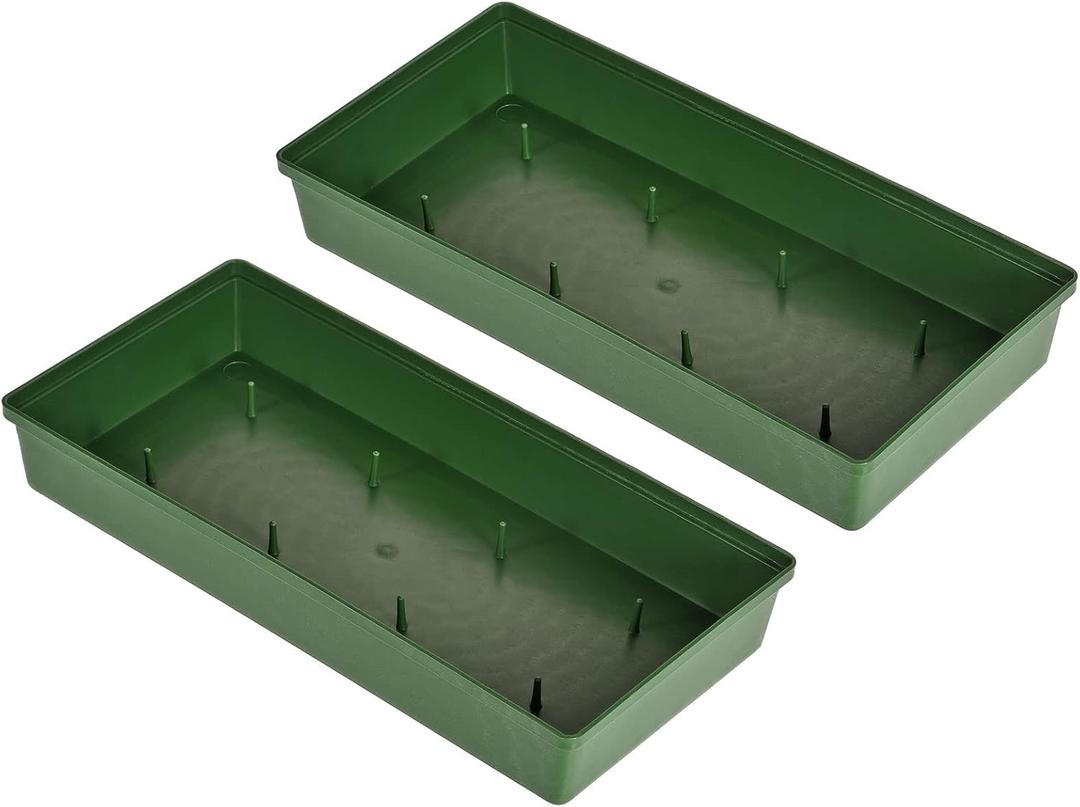 MECCANIXITY Plastic Design Bowl 11 Inch Flower Arrangement Base for Centerpiece Decorating, Green Pack of 2