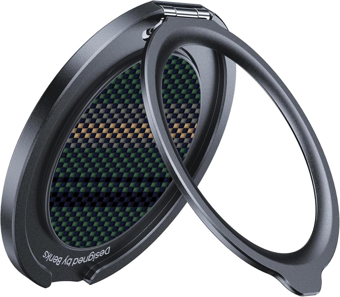 BENKS ArmorPop Magnetic Phone Grip & Stand for MagSafe, 360 Rotation Adjustable Phone Ring Holder for iPhone 17/16/15/14/13/12 Series, Durable Kevlar Design