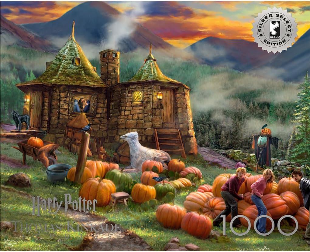 Ceaco - Thomas Kinkade Harry Potter - Hagrid’s Hut - 1000 Piece Silver Select Jigsaw Puzzle - Challenging Puzzles for Adults – Precision-Cut Pieces, Beautiful Artwork, and Hours of Fun