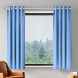 Room Darkening Grommet Curtains for Bedroom Blue Thermal Insulated Blackout 2 Pages Curtains 34x54 Inch Length for Living Room