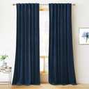 RYB HOME Velvet Curtains 108 inches - Blackout Curtains for Living Room,Thermal Insulated Noise Reducing Panel Soft Vertical Sense Window Decor for Cottage Farmhouse, Navy Blue, W52 x L108, 2 Panels