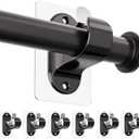 ANDGOO 6 Pack No Drill Curtain Rod Brackets, Renter Friendly Self Adhesive Curtain Rod Holders, Heavy Duty No Drilling Curtain Rod Hooks for Apartment Bedroom Bathroom Dorm Classroom Kitchen (Black)