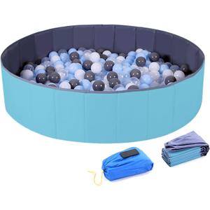 4 Feet Ball Pit for Kids/Baby Play Yard/Fence, Holds Over 600 Balls, Folding Portable, No Need Inflate, More Than 12 Sq.ft Play Space, Light Blue