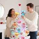 Bucherry 12 Pcs Conversation Hearts Decorations Valentine's Glitter Candy Heart Picks with Ribbon Heart Tree Pick for Home Romantic Farmhouse Decor Wedding Anniversary Birthday Party Supplies