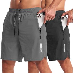CANGHPGIN 2 Pack Mens Workout Athletic Shorts 7 inch Inseam Quick Dry Hiking Shorts Men Lightweight Sports Gym Shorts Running (M)