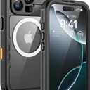 Lanhiem Magnetic for iPhone 16 Pro Max Case, IP68 Waterproof Dustproof Case, [Compatible with Magsafe] [Built-in Screen Protector] Full Body Heavy Duty Rugged Phone Cover 6.9 inch, Natural