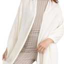 Velanio Cashmere 100% Cashmere Knitted Wrap Pashmina Shawl Extra Large Scarf Stole for Women Travel (White)