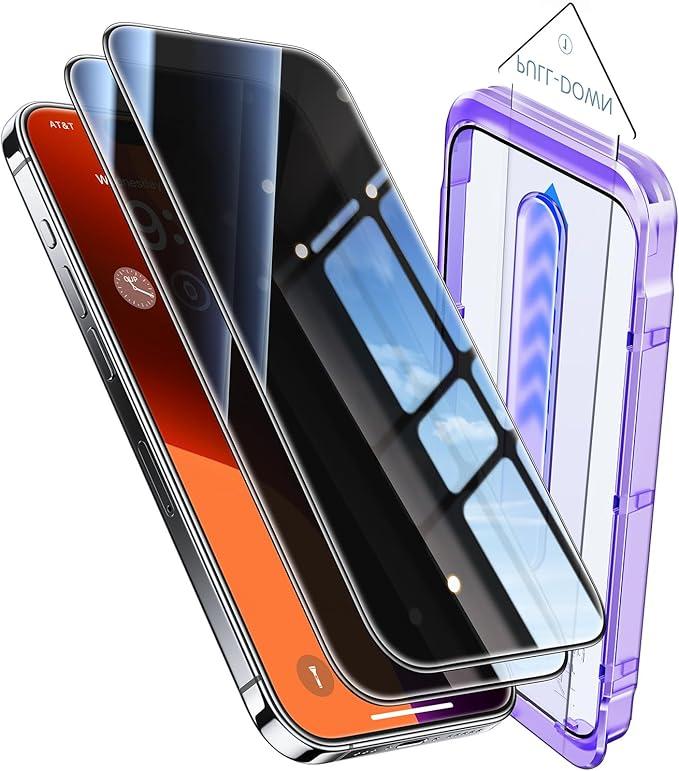 Pack of 2, Opxyl 9H+ Glass for iPhone 15 Pro Max Privacy Screen Protector [Reliable 25° Privacy Protection][Mil-Grade Shatterproof Tempered Glass] Full Coverage Screen Protector for 15 Pro Max, 2 Packs