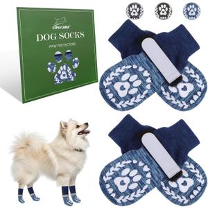 EXPAWLORER Dog Socks to Prevent Licking and Slipping, Summer Dog Shoes for Hot Pavement, Paw Protectors for Hardwood Floors Anti-Slip, Dog Booties for Small Medium Large Senior Dogs, Navy Blue XS