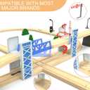 Z MAYABBO Wooden Train Set Accessories Wood Railway Bridge for Railroad Tracks, 2-Level Overpass Compatible for All Railway Tracks System