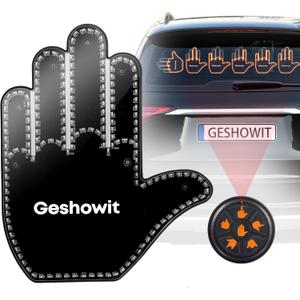 Car Accessories for Men - Car Finger Light with 6 Gestures Remote - Show Your Feelings to Drivers - Ideal Gift Hand Gesture Lights, Truck Accessories, Hand Sign Car LED Signs for Men and Women (Black (Upgraded))