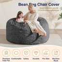 Bean Bag Cover (No Filler), Faux Fur Beanbag Chairs Covers Only, Stuffed Animal Storage Bean Bag, Giant Washable Beanbag Cover Without Filling, 7FT, Dark Grey