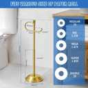 RUMOSE Toilet Paper Holder Stand for Floor, Brushed Nickel Adjustable (12.4" to 22.8") Bathroom Toilet Tissue Holder, Free Standing Toilet Paper Roll Holder with Storage, Stainless Steel