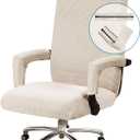 Turquoize Office Chair Cover - Universal Stretch Slipcover for Desk, Computer & Boss Chairs - Rotating Arms - Cats & Dogs - Biscotti Beige (Large)