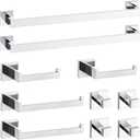 TURS Chrome 10-Piece Bathroom Hardware Set Towel Bar Set SUS304 Stainless Steel Towel Racks for Bathroom Wall Mounted, 23.6-Inch