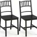 HOOBRO Dining Chairs Set of 2, Wooden Kitchen Chairs with Metal Frame, Industrial Dining Chairs with Back, Easy to Assemble, Farmhouse Dining Chairs for Living Room, Black BB39CD01, 15.4"l X 13.8"w X 34.4"h