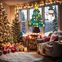 3.2Ft DIY Felt Christmas Tree Set for Kids Toddlers, 38 Hanging Ornaments Felt Christmas Tree Wall Craft Kits for Xmas Party Office Decoration, New Year Door Wall Decorations-2