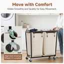 StorageWorks 2 Section Laundry Hamper, 330L Extra Large Beige Rolling Cart
