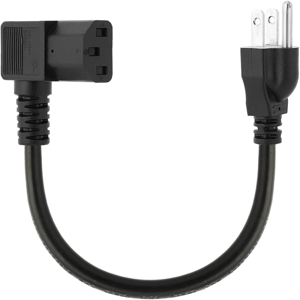 2 x 1-Feet Nema 5-15P to IEC 320 C13 Right Angled Power Cord,US 3-Prong Male to Right Angle IEC Female AC Power Cord