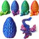 2 x 3D Printed Dragon Eggs Mystery Dragon Egg Glow in The Dark Articulated Animals Fidget Toy Crystal 3D Print Dinosaur Eggs for Kids Boys Girls Home Decor(A-12inch) (Purple&red)