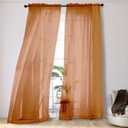 OVZME 2 Panels Solid Color Orange Sheer Curtains 96 Inches Long, Elegant Window Voile Panels/Draperies/Treatment for Living Room & Sliding Glass Door, 2 Panels = 84" W, Each 42" Wx96 L