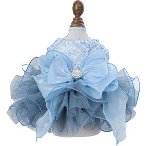 Fashion Sweet Puppy Dog Blingbling Princess Skirt Pet Dog Lace Cake Camisole Tutu Dress E-Navy, M