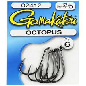 Gamakatsu Octopus Hook Barbless, NS Black, Size 3/0, 6pk & 12 SHARP FISHING HOOKs, size 2/0