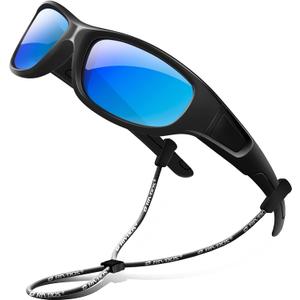RIVBOS Kids Sunglasses Polarized UV Protection Flexible Rubber Glasses Shades with Strap for Boys Girls RBK037