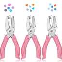 Zonon 2 Pcs Hole Punch Shapes Single Hole Paper Punchers for Crafts Handheld Metal Punch with Soft Grip 1/4" 3/16" Round Heart Star Holes for DIY Tags Ticket Scrapbook (Pink)