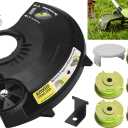351122001 String Trimmer Guard Assembly Compatible with Ryobi P2008 P2008VNM Trimmer/Edger, Contain String Trimmer Line Cut-Off Blade Knife Cutter and AC80RL3 String Trimmer