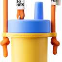 CHAKO LAB Kids Water Bottle with Carrying Rope and Straps | Vacuum Insulated Stainless Steel 16oz for School and Trvels | Two Travel Carrying Options | Duck egg yellow