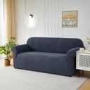Mrcrypos Stretch Sofa Covers for 3 Cushion Couch Includes a Pillow Cover Washable Sofa Slipcover Furniture Protector with Non Skid Foam and Elastic Bottom for Kids,Pets Dog(Sofa,Dark Gray)