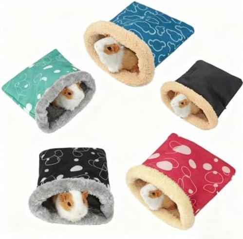 Hamster Sleeping Bag,Winter Soft Warm Bed Plush Small Pet Nest Snuggle Sack Hideout Pouch for Hedgehog Guinea Pig Squirrel Small Animals (Random Color)