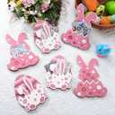 AceOrbit 6 Pcs Easter Bunny Money Holder Wooden Rabbit Gift Cards Wooden Basket Stuffers for Toddlers Money Easter Eggs Bunnies Holder Bulk Cash Gifts Decor Ideas