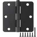 16 Pack Black Door Hinges Black Matte Black Hinges for Doors 3 1/2 Interior Door Hinges 3.5" x3.5 Inch Hinges Rounded 1/4" Raidus Standard Residential Bedroom Door Hinge Sturdy Door Hardware