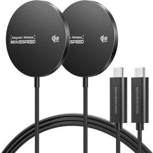 MOVESPEED Qi2.2 25W Magnetic Wireless Charger 2 Pack, MagSafe Fast Charging Pad, Compatible with iPhone 17/16/15/14/13/12 Series, AirPods Pro/4/3/2,Samsung Galaxy and More(Black)
