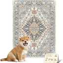 nunubaby Washable Pee Pads for Dogs, Stylish, Non-Slip and Leak-Proof Pee Pads. Reusable Potty Pads for Dogs for Crates and Floors (Beige/Multi, 72" x72")