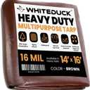 WHITEDUCK Super Heavy Duty Poly Tarp Cover 16 Mil with Grommets and Reinforced Edges (Brown- 16 Mil, 14' x 16')