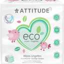 ATTITUDE Biodegradable Baby Wipes, Plant Based Unscented Diaper Wipes for Babies and Newborn, Dermatologically Tested, Vegan, 72 Count (Pack of 3)