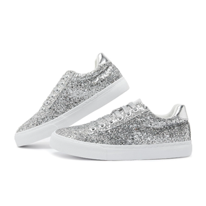 Jeekopeg Glitter Sparkly Fashion Sneakers Shoes Shiny Casual Shoes Bling Sequin Concert Low Cut Lace up Shoes, 9