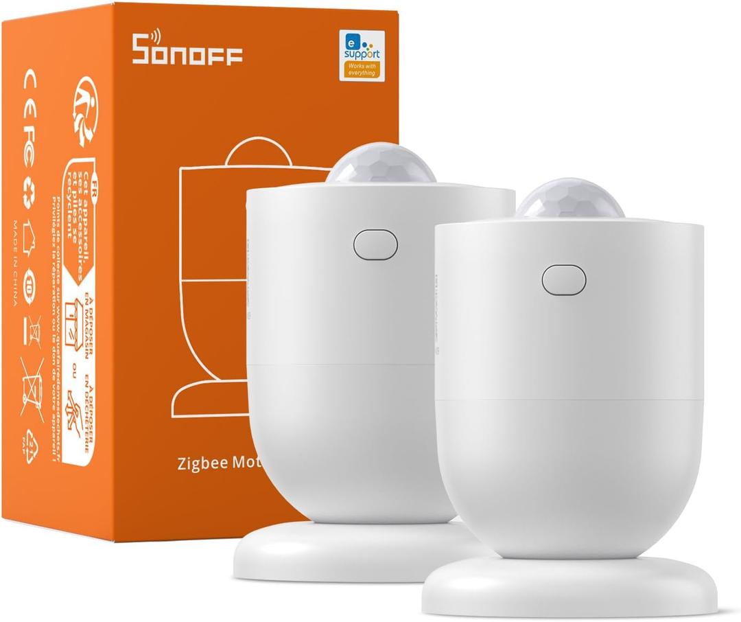 SONOFF SNZB-03P Zigbee Motion Sensor, 3-Year Battery Life, for Alert System and Automations Wireless Motion Detector, SONOFF Zigbee Bridge Required, Batteries Included(2 Pack)