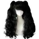 5PCS Set Black Ponytail Wig - Long Black Curly + Wavy Halloween Party Cosplay Wigs - Detachable Ponytails With Wig Cap