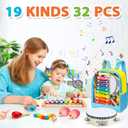 Toddler Musical Instruments Set, 32 PCS 19 Kinds Wooden Percussion Instruments Toys for Kids Playing Preschool Education, Early Learning Baby Musical Toys for Boys and Girls Gift