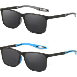 Missfive Premium Bifocal Reading Sunglasses Men Lightweight Sun Readers, UV Protection, TR90 Frame with Metal Spring Hinge Sports/Driving Glasses,1.5x