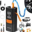 Tire Inflator Portable Air Compressor, 15000mAh and 150PSI Car Tire Pump with Pressure Display for Cars, Motorcycles, Bicycles, Ball Bikes with Pressure Gauge, Dual-Use Type