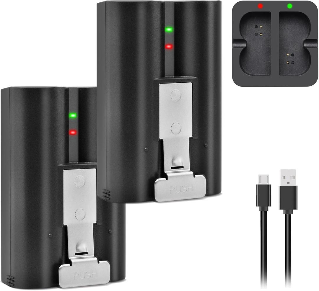 2-Pack V4 Replacement for Ring Doorbell Battery, 6040mAh Rechargeable Ring Camera Battery with Charger Station, Compatible with Ring-Video Doorbell 1/2/3/3 Plus/4, Spotlight Camera and Stick Up Cam